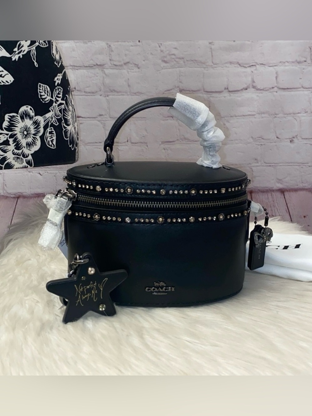 Coach Crystal Selena Gomez Trial Bag/Keychain “NOT PERFECT ALWAYS ME” 2pc Set